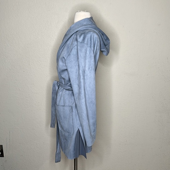 NWOT Zara Faux Suede Wrap Jacket Coat on Light Blue Size Small Pastel - Picture 5 of 6